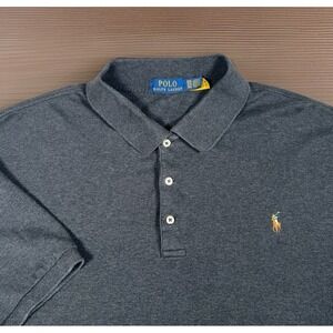 Polo Ralph Lauren Shirt Mens 3XB Gray Short Sleeve Cotton Embroidered Flesh Pony